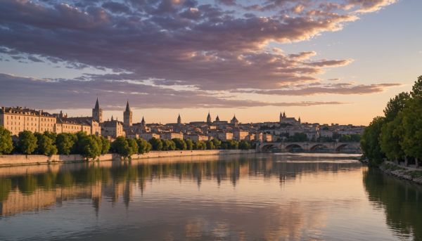 Avignon et le Palais des Papes vus du Rhône
